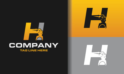 letter H grapple construction logo