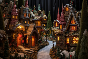 Fototapeta premium An enchanted forest with santa39s house beautiful