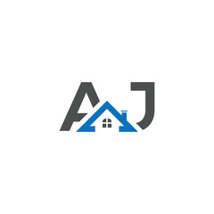 Initial letter aj Real Estate Letter aj Logo Design With a House Icon; 