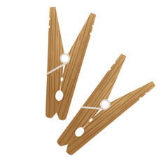 Wooden Clothes Pins, Brown, Wash, Iron, Clothes, Cloth, Pants, Skirt, Shirt, Laundry, Household, White, Fragrance, Fresh, Clean, Dry, Wind, Heat, Hot, Brush Style Illustration