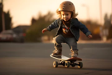Ingelijste posters young child on skateboard © sam