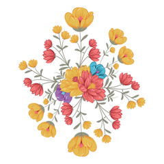 Set of flower branches. background illustration of flowers, green leaves. Wedding concept with flowers. Flower poster, invite. Vector arrangement for greeting card or invitation design