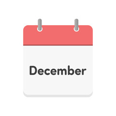 Simple flat monthly calendar icon with the text December