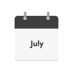 Simple flat monthly calendar icon with the text July