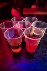 glasses with drinks of many colors. cocktails. drink concept.