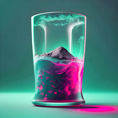 glass of water with ice 3d. Generative AI