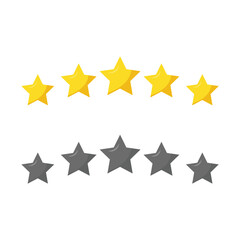 5 star review vector, flat star vector  on white.