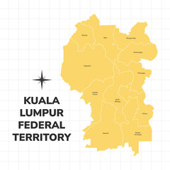 Naklejka premium Kuala Lumpur Federal Territory map illustration. Map of state in Malaysia