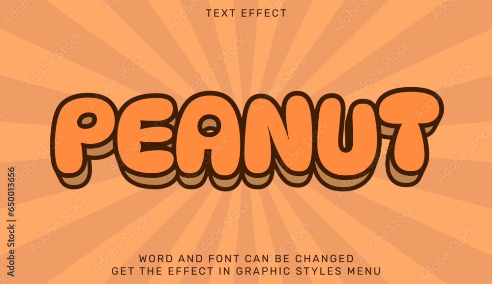 Poster peanut text effect template in 3d design
