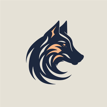 simple logo of wolf, vector art