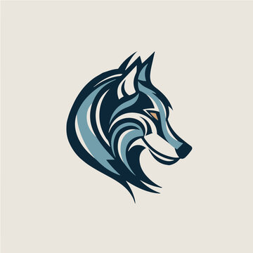 simple logo of wolf, vector art