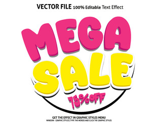 Editable text effect Mega Sale 3D template