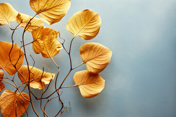 Autumn Golden Leaves Against Textured Background