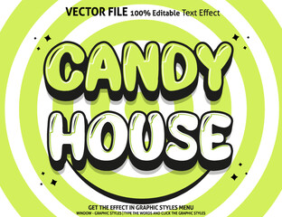 Editable text effect Candy House 3D template
