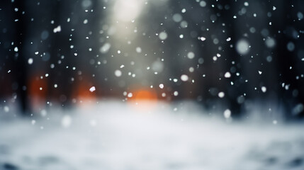 Naklejka premium Beautiful winter snowy blurred defocused background, copy space