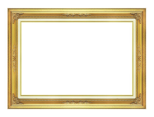 Antique golden frame isolated on white background, clipping path