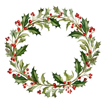 Watercolor Christmas Wreath (AI Generated)