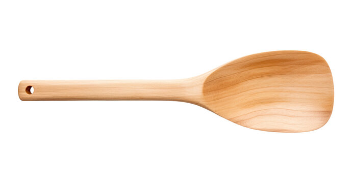 Wooden spatula isolated on transparent background, top view