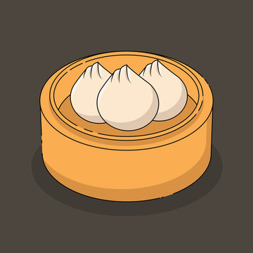 steamed dumplings in bamboo basket clip art preview