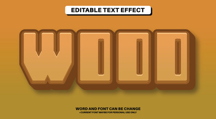 Editable 3D Text Effect Wood Style Effect