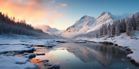 Beautiful snow capped mountains, beautiful winter mountains
