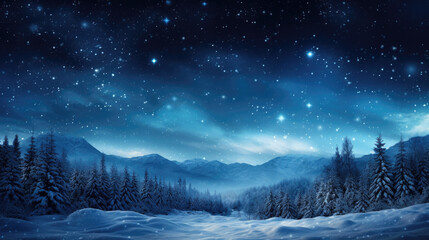 Fototapeta na wymiar illustration of a winter landscape at night