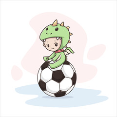 cute baby dragon sitting on the ball