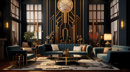 Art Deco Living Room with Geometric Elements