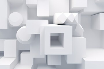 Abstract 3d render, white geometric background design, Generative AI