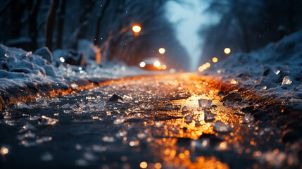 Icy Road Hazard - Snowy and Icy Roads - obrazy, fototapety, plakaty