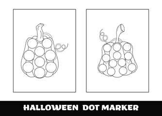 Halloween dot marker coloring page for kids. Halloween education dot marker game for preschool children.