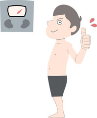 ダイエット　痩せる　男性　体重計　セット素材