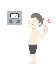 ダイエット　痩せる　男性　体重計　セット素材