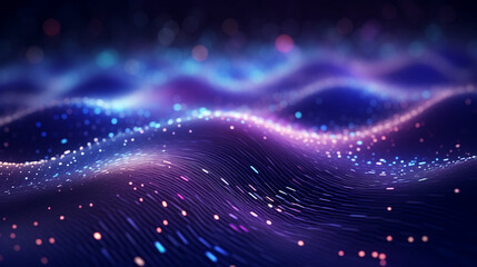 Modern digital abstract futuristic technology wave background.  Concept for neural network, big data, communication, data stream, cyber data flow,  supercomputer, cloud computing. Generative AI