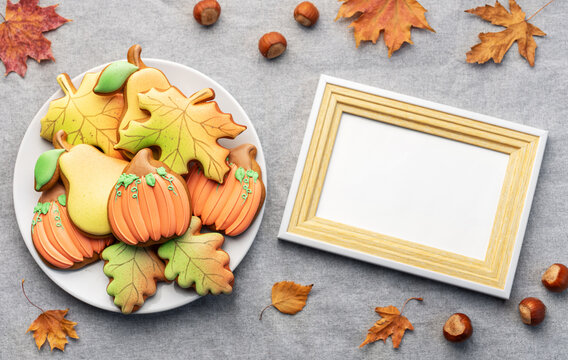 Multicolored autumn homemade cookies