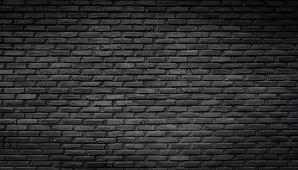 Photo sur Plexiglas Mur de briques Abstract dark brick wall texture background pattern, Wall brick surface texture. Brickwork painted of black color interior old clean concrete grid uneven, Home or office design backdrop decoration
