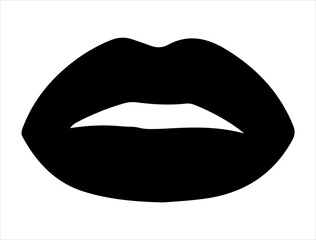 Lips silhouette vector art white background