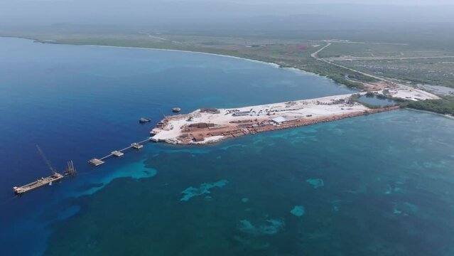 Construction site of future Cabo Rojo Port and hotels, Pedernales. Aerial view