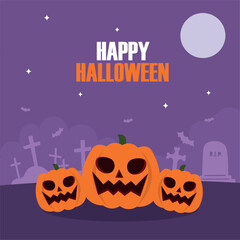 happy halloween card party vector flat