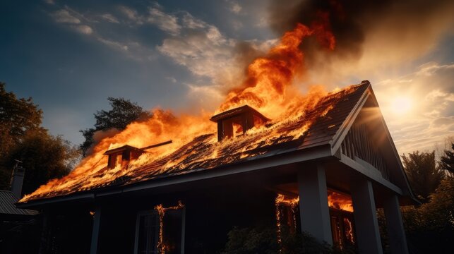 A short-circuit from the solar panel set the house on fire, House fire accident.