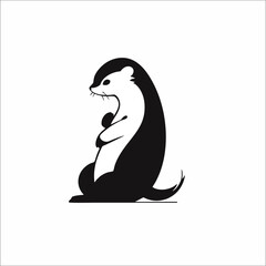 Mongoose animal logo line art illustration design, on a white background