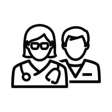 recommend clip art: Female doctor and male nurse vector icon