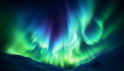 Photo sur Plexiglas Aurores boréales A vibrant green and blue aurora dancing in the night sky