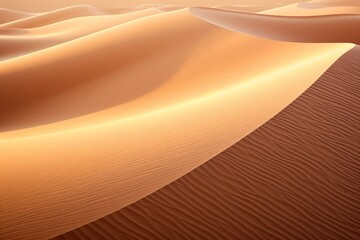 A vast desert landscape with majestic sand dunes stretching into the distance