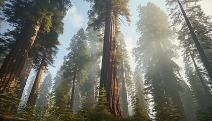 A dense and majestic forest with towering trees