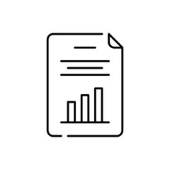 Report project management icon with black outline. report, business, analysis, financial, finance, concept, marketing. Vector illustration