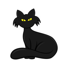 Black cat illustration. Halloween themed design. Great to use as an element or clip art