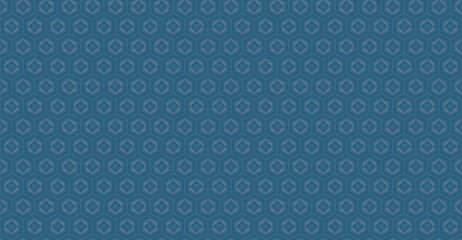 シームレスパターン素材：藍色の日本の伝統的な模様“花菱亀甲”