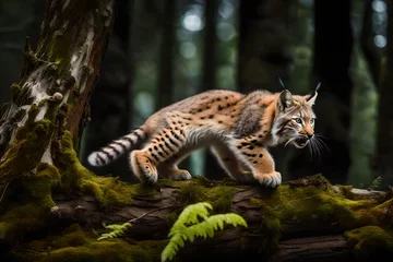 Photo sur Plexiglas Lynx lynx on the rock