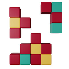 Tetris 3D Icon Illustration